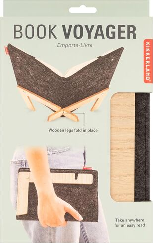 Kikkerland Book Voyager – Portable Felt Book Cover & Beechwood Stand with Straps for Books & Cookbooks in Saudi Arabia