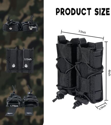 Pistol Double Magazine Holster, Double 9mm Mag Pouch,Wrap Belt Holder for 9MM/Glock/Single/Dual Stack Gun Magazines Pouches in Saudi Arabia