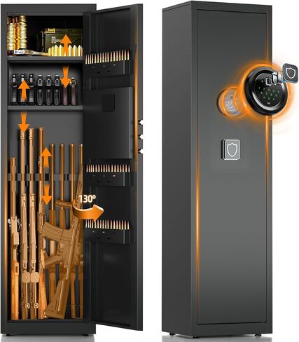 8-10 بندقية بندقية آمنة لأمن المنزل، بندقية آمنة للبنادق والمسدسات - لوحة المفاتيح الرقمية الوصول السريع | من السهل تجميع الأسلحة بأمان مع أرفف قابلة للتعديل وخزائن بندقية للمنزل مع لوحة مفاتيح رقمية in Kuwait