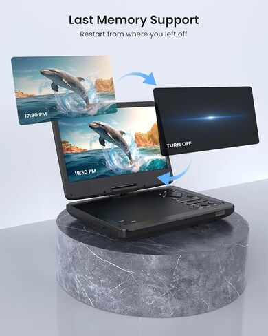 مشغل DVD محمول 12.5 بوصة مع مكبر صوت وشاشة HD 10.1 بوصة للأطفال والكبار، مشغل DVD للسيارة مع مسند للرأس، جهاز تحكم عن بعد 360 درجة، مقابس سماعة أذن مزدوجة، بطارية 5H، CD/DVD/SD/USB، منطقة مجانية in Saudi Arabia