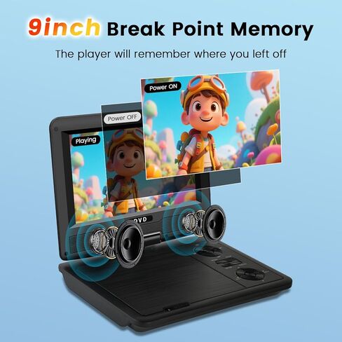 11.5" Portable DVD Player for Kids & Car Travel–9 inch Swivel IPS Screen,3-Hour Battery,CD/DVD/USB/SD Support,Region Free/Headrest Mount & Remote in Saudi Arabia