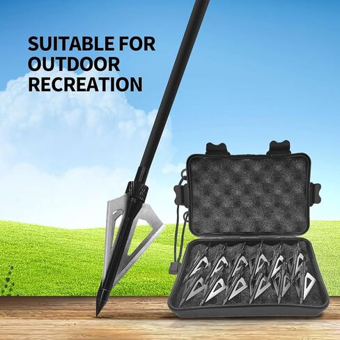 Archery Broadheads, 100 Grains Screw in Arrow Archery 3 Blades Hunting Heads Arrow Tips Compatible Crossbow& Compound Bow with Broadhead Storage Case (12PCS) in Saudi Arabia