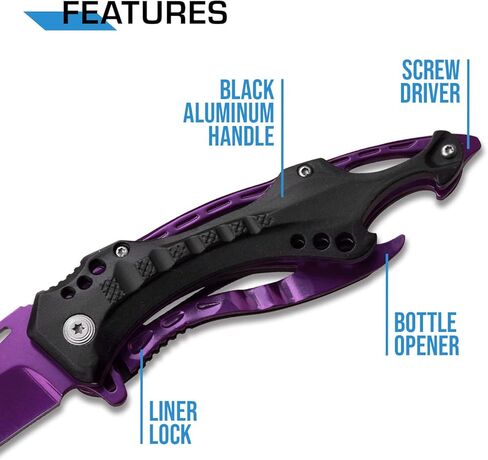 MTECH USA Folding Knife, 3.75-Inch Half-Serrated Blade, Titanium Coating, Glass Breaker, Pocket Clip in Saudi Arabia