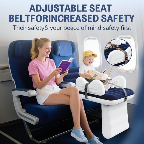 Inflatable Toddler Airplane Bed:Airplane Seat Extender for Kids, 2.5mm Thickness Inflatable Baby Air Mattress with Cup Holder & Seat Belt, Plane Bed for Travel Essentials in Saudi Arabia