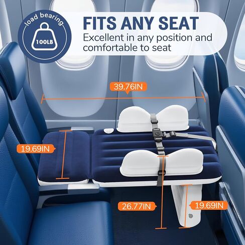 Inflatable Toddler Airplane Bed:Airplane Seat Extender for Kids, 2.5mm Thickness Inflatable Baby Air Mattress with Cup Holder & Seat Belt, Plane Bed for Travel Essentials in Saudi Arabia