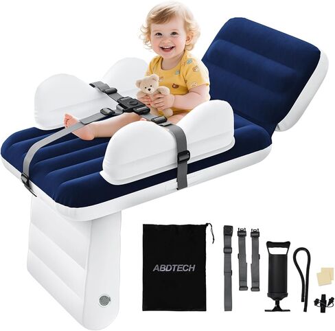 Inflatable Toddler Airplane Bed:Airplane Seat Extender for Kids, 2.5mm Thickness Inflatable Baby Air Mattress with Cup Holder & Seat Belt, Plane Bed for Travel Essentials in Kuwait