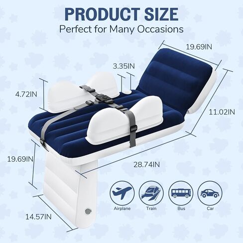 Inflatable Toddler Airplane Bed:Airplane Seat Extender for Kids, 2.5mm Thickness Inflatable Baby Air Mattress with Cup Holder & Seat Belt, Plane Bed for Travel Essentials in Saudi Arabia