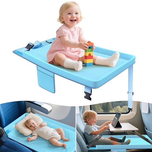 Airplane Bed for Toddler - Airplane Seat Extender for Kids - Barrier Designed Baby Airplane Bed with Pockets - Comfortable Footrest for Kids Flights Travel Essentials Grey in Saudi Arabia