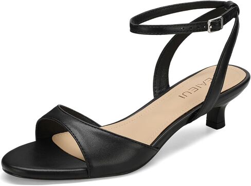 Women's Sandals Kitten Heels Low Strappy Heels Open Toe Ankle Strap Sandals for Women Party Wedding Dress Shoes in Kuwait