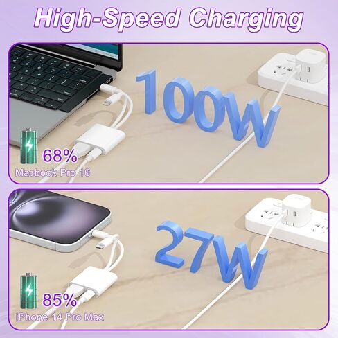 2 in 1 USB-C and Lightning to HDMI Adapter, 4K@60Hz Lightning/Type C Digital AV HDMI Adapter Cord Compatible with iPhone 17 16 15 14 13 iPad MacBook for HDTV/Projector/Monitor in Saudi Arabia