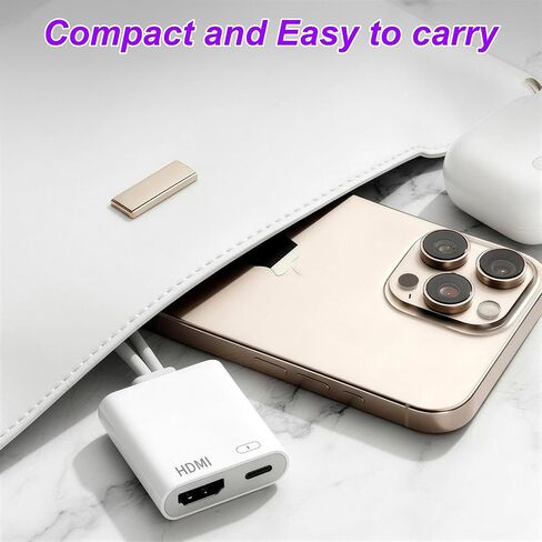 2 in 1 USB-C and Lightning to HDMI Adapter, 4K@60Hz Lightning/Type C Digital AV HDMI Adapter Cord Compatible with iPhone 17 16 15 14 13 iPad MacBook for HDTV/Projector/Monitor in Saudi Arabia