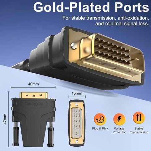 محول Meliya 2 Pack DVI إلى HDMI، محول DVI ذكر ثنائي الاتجاه مطلي بالذهب إلى HDMI أنثى 4K 1080P للشاشة، الكمبيوتر الشخصي، PS4، PS3، جهاز العرض، التلفزيون in Kuwait