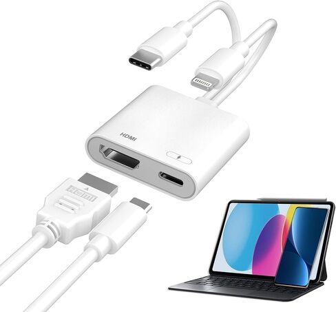 Lightning and USB-C to HDMI Adapter for iPhone to TV, MFi Certified 4K@60Hz Type C to HDMI Adapter with 100W Fast Charge, Lightning to Digital AV adapter for iphone 17/16/15/iPad to TV/Projector in Saudi Arabia