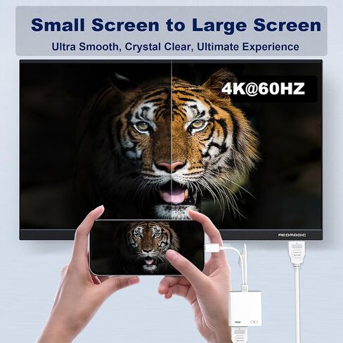 Lightning and USB-C to HDMI Adapter for iPhone to TV, MFi Certified 4K@60Hz Type C to HDMI Adapter with 100W Fast Charge, Lightning to Digital AV adapter for iphone 17/16/15/iPad to TV/Projector in Saudi Arabia