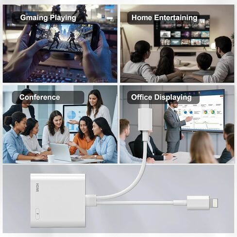 Lightning and USB-C to HDMI Adapter for iPhone to TV, MFi Certified 4K@60Hz Type C to HDMI Adapter with 100W Fast Charge, Lightning to Digital AV adapter for iphone 17/16/15/iPad to TV/Projector in Saudi Arabia