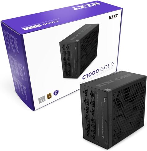 NZXT C850 Gold Core - مصدر طاقة 850 وات ATX 3.1 - 80 Plus Gold - Cybenetics Platinum - وحدات كاملة - PCIe 5.1 600W 12V-2x6 - مروحة صفر دورة في الدقيقة - مكثفات 105 درجة مئوية - أسود in Kuwait