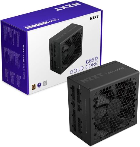 NZXT C850 Gold Core - مصدر طاقة 850 وات ATX 3.1 - 80 Plus Gold - Cybenetics Platinum - وحدات كاملة - PCIe 5.1 600W 12V-2x6 - مروحة صفر دورة في الدقيقة - مكثفات 105 درجة مئوية - أسود in Kuwait