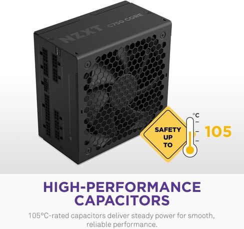 NZXT C850 Gold Core - مصدر طاقة 850 وات ATX 3.1 - 80 Plus Gold - Cybenetics Platinum - وحدات كاملة - PCIe 5.1 600W 12V-2x6 - مروحة صفر دورة في الدقيقة - مكثفات 105 درجة مئوية - أسود in Kuwait
