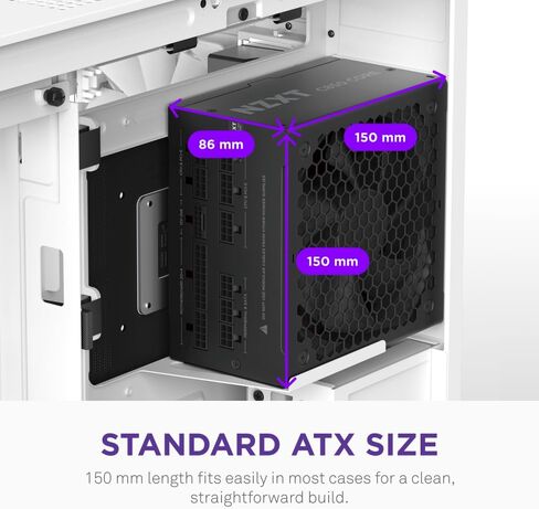 NZXT C850 Gold Core - مصدر طاقة 850 وات ATX 3.1 - 80 Plus Gold - Cybenetics Platinum - وحدات كاملة - PCIe 5.1 600W 12V-2x6 - مروحة صفر دورة في الدقيقة - مكثفات 105 درجة مئوية - أسود in Kuwait