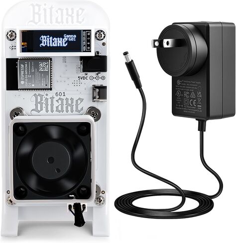 Bitaxe Gamma 601 Bitcoin Miner، آلة تعدين BTC مفتوحة المصدر، شريحة BM1370 ASIC، 1TH/s - 1.2TH/s SHA-256، 2.4G WiFi، Home Crypto Miner، بما في ذلك. مزود طاقة 5 فولت وحامل، نظام AxeOS، أسود in Kuwait