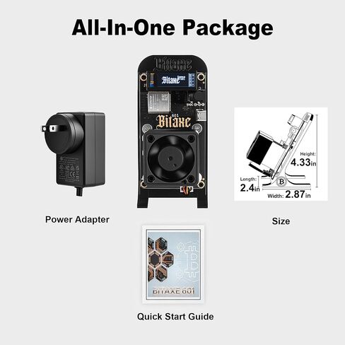 Bitaxe Gamma 601 Bitcoin Miner، آلة تعدين BTC مفتوحة المصدر، شريحة BM1370 ASIC، 1TH/s - 1.2TH/s SHA-256، 2.4G WiFi، Home Crypto Miner، بما في ذلك. مزود طاقة 5 فولت وحامل، نظام AxeOS، أسود in Kuwait