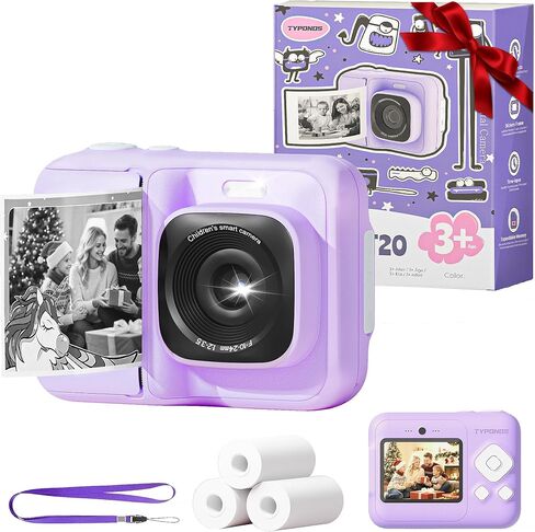 Instant Print Camera for Kids, Christmas Birthday Gifts for Girls Boys Age 3-12, TYPONOS Kids Cameras, Portable Toy Camera for 3 4 5 6 7 8 9 10 Year Old Girl with 32GB SD Card, Pink in Kuwait