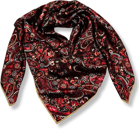 Wild Rag Silk Scarf 36'', Western Cowboy Bandana Square Silky Wild Rags,Turquoise & Brown Minimal Aztec Tribal Scarves for Men & Women in Saudi Arabia