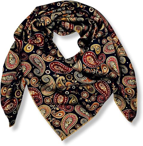 Wild Rag Silk Scarf 36'', Western Cowboy Bandana Square Silky Wild Rags,Turquoise & Brown Minimal Aztec Tribal Scarves for Men & Women in Saudi Arabia