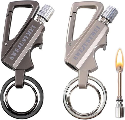 2Pcs Permanent Match Infinity Lighter with Multitool Keychain Bottle Opener, Reusable Waterproof Match Strike Anywhere, Forever Flint Fire Starter for Outdoor Survival for Men, Women（Silver + Black） in Saudi Arabia