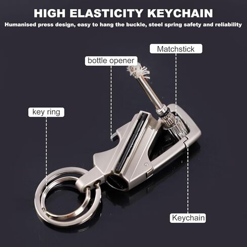 2Pcs Permanent Match Infinity Lighter with Multitool Keychain Bottle Opener, Reusable Waterproof Match Strike Anywhere, Forever Flint Fire Starter for Outdoor Survival for Men, Women（Silver + Black） in Saudi Arabia