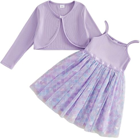 Kupretty Toddler Girl Dresses Tutu Dress for Girls Shinning Tulle Princess Birthday Party Dance Dress +Cardigan Sweater in Kuwait