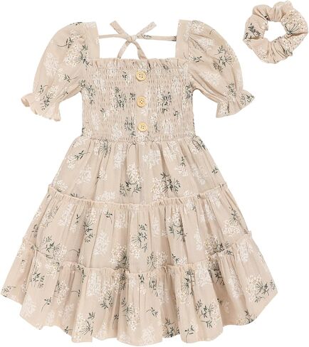 GRNSHTS Toddler Girl Summer Dress Short Sleeve Beach Sundress with Headband for 2-6 Years in Saudi Arabia