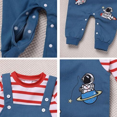 IBAKOM Baby Boy Girl Cow Giraffe Dinosaur Astronaut 1st 2nd Birthday Outfits Toddler Fall Winter Long Sleeve Shirt Overalls in Saudi Arabia