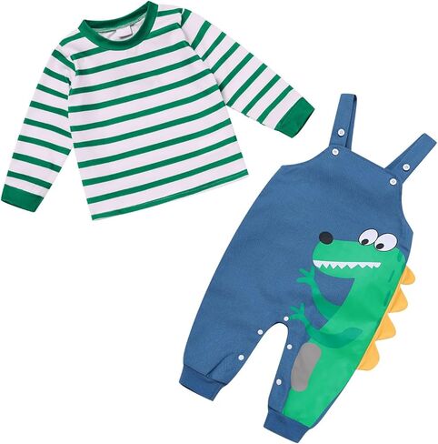 IBAKOM Baby Boy Girl Cow Giraffe Dinosaur Astronaut 1st 2nd Birthday Outfits Toddler Fall Winter Long Sleeve Shirt Overalls in Saudi Arabia