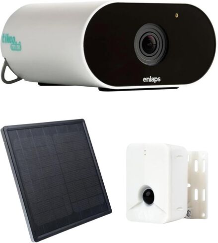 Enlaps Tikee Mini+ 12MP 4K Ultra HD Timelapse حزمة كاميرا فيديو، حزمة مع كاشف Tikee Sentinel الذكي ولوحة شمسية خارجية in Kuwait
