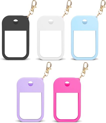 علبة رذاذ مطهر لليدين 5 قطع من Charunee متوافقة مع Touchland، حافظة سيليكون واقية لرذاذ مطهر اليد مع سلسلة مفاتيح لرذاذ Touchland Power Mist & Glow Mist 1 أونصة سائلة (30 مل) in Kuwait