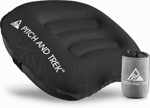 Pitch and Trek Camping Pillow with Removable Cover, Ultralight Portable Compact Inflatable Pillow for Neck Lumbar Support, Compressible Pillow for Hiking, Beach, Hammock, and Backpacking Gear in Saudi Arabia