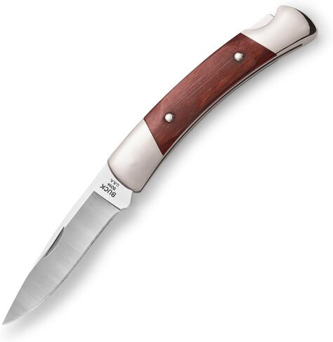 Buck Knives 501 Squire Folding Lockback Pocket Knife with Leather Sheath, Brown, 2-3/4" 420HC Stainless Steel Blade, EDC in Kuwait