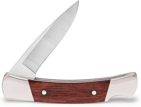 Buck Knives 501 Squire Folding Lockback Pocket Knife with Leather Sheath, Brown, 2-3/4" 420HC Stainless Steel Blade, EDC in Kuwait