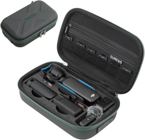 SUREWO Osmo Pocket 3 Mini Case, Portable PU Storage Protective Bag for DJI Osmo Pocket 3 Standard kit and DJI Osmo Pocket 3 Power Expansion Combo Accessories (Silver) in Saudi Arabia