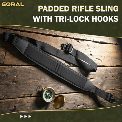 GORAL 2-Point Rifle Sling Strap with Swivels Hooks, Gun Sling with Padded Shoulder Strap Length Adjuster and Two Points Secured Swivel for Outdoors, Hunting and More in Saudi Arabia
