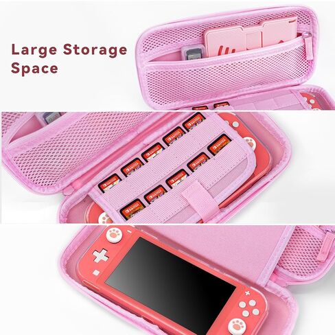 FIWWAT Switch Lite Case Carrying Case- 19 in 1 for Nintendo Switch Accessories Bundle with Switch Thumb Grips, Clear Protective, Screen Protector Cover, Cute Pendant, Stand, Stylus, for Girls, Pink in Saudi Arabia