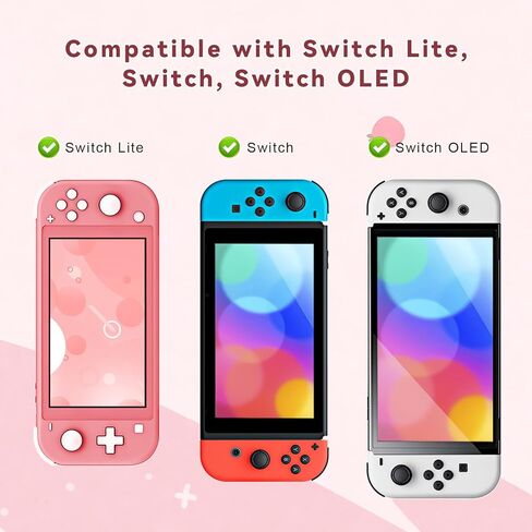 FIWWAT Switch Lite Case Carrying Case- 19 in 1 for Nintendo Switch Accessories Bundle with Switch Thumb Grips, Clear Protective, Screen Protector Cover, Cute Pendant, Stand, Stylus, for Girls, Pink in Saudi Arabia