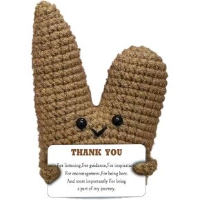 Positive Crochet Cat, Christmas Birthday Gifts for Women Men Friends, Emotional Inspirational Handmade Knitted Cat Doll for Home Office Desk Decor in Saudi Arabia