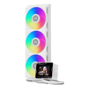 PCCOOLER GT360M 360mm AIO CPU Cooler with 2.8-Inch LCD, Black | Customizable 2.8-inch LCD shows system info and personal visuals; 3 ARGB PWM fans; supports LGA1851/1700 and AM5/AM4. in Saudi Arabia