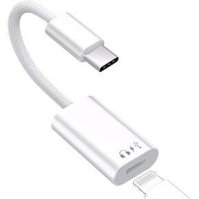 USB C to Lightning Audio & Charging Adapter, Type C to iPhone Converter for Earphones and Data Transfer, Lightning to USBC Adaptor Compatible with iPhone 17/16/Pro/Max, iPad Pro/Air, MacBook, iMac in Saudi Arabia