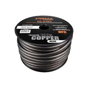 سلك مكبر صوت PRV AUDIO مقاس 12 (AWG) من النحاس الخالي من الأكسجين - كابل مرن للغاية بطول 100 قدم (أسود/رمادي) لتطبيقات الصوت المنزلية في السيارة in Saudi Arabia