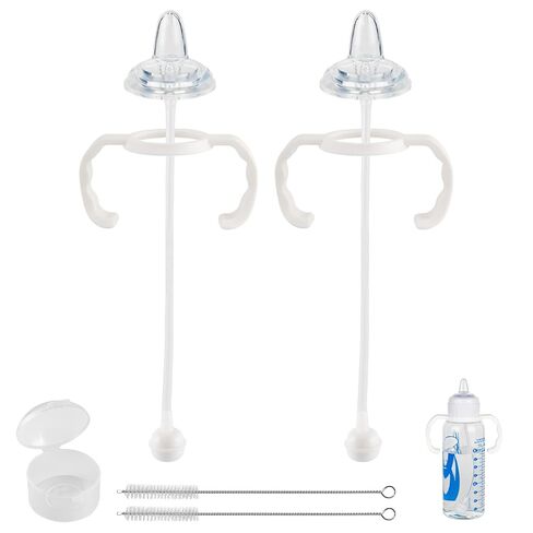 Sippy Cup Conversion Kit for Dr Browns Narrow and Narrow Glass Baby Bottles, Spill-Proof Transition Kit with Silicone Sippy Spout Nipple, Weighted Straw, Handle, 4 Pack, 6m+ in Kuwait