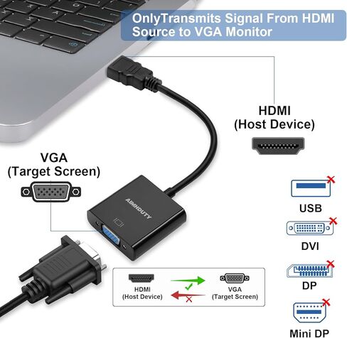 محول HDMI إلى VGA ذكر إلى أنثى، متوافق مع Xbox، والكمبيوتر، وسطح المكتب، والكمبيوتر المحمول، والكمبيوتر الشخصي، والشاشة، وجهاز العرض، وHDTV، وChromebook، وRaspberry Pi، وRoku والمزيد in Saudi Arabia