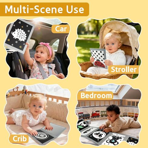 KUANGO أبيض وأسود عالي التباين وقت البطن مرآة ألعاب ألعاب حديثي الولادة 0 6 أشهر تطوير الدماغ الرضع تحفيز كتاب الطفل الحسي 0-3 3-6 2 4 5 أشهر هدايا طفل صبي فتاة in Kuwait